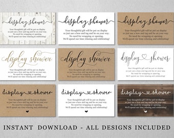 Display Shower Card Printable Template, Bridal / Baby Invitation Insert Digital File Instant Download, Unwrapped Gift Request, Business Card