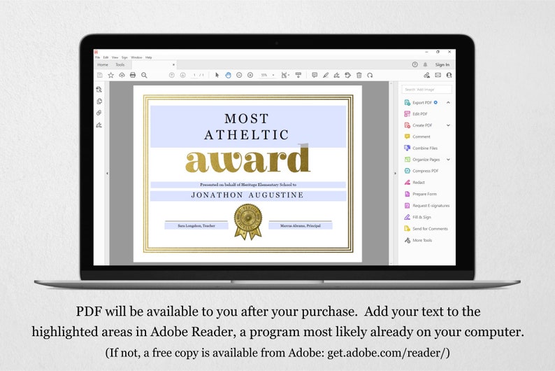 Editable School Awards Template, NO CUTTING, Printable End of Year ...
