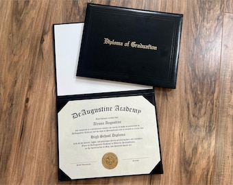 High School Diploma with Gold Seal for Homeschool - purchase individually, with folder, or with vegan leather cover