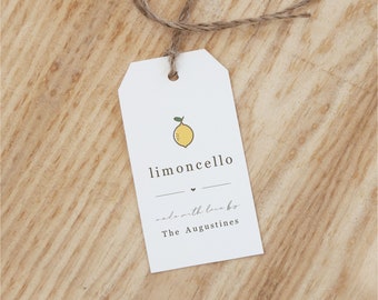 Printable Limoncello Bottle Tag Template, Custom Limoncello Gift / Favor Tag, Personalize Custom Digital File Instant Download DIY