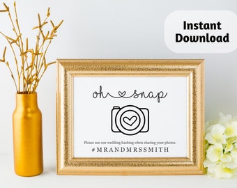 Hashtag Sign Printable Template - Instragram Hash Tag Rustic Wedding Reception Poster on Kraft Paper | Editable PDF Instant Download | Logo