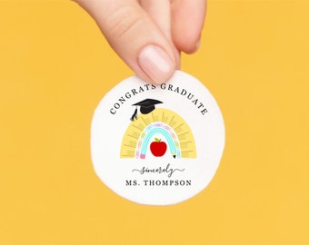 Printable Preschool / Kindergarten Graduation Favor Sticker Template, Grad Party 2025 2" Round Gift Label, Instant Download Digital File PDF