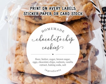 Homemade Food Label Template - Sticker / Tag, Round Printable Seal, Personalize Custom Editable PDF Digital File Instant Download DIY