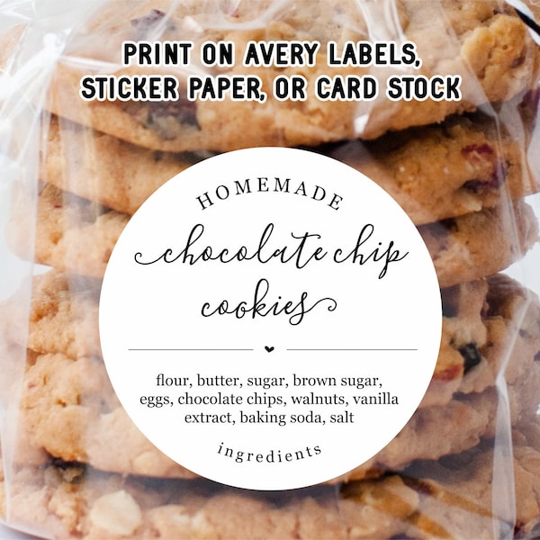 Homemade Food Label Template - Sticker / Tag, Round Printable Seal, Personalize Custom Editable PDF Digital File Instant Download DIY