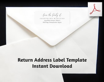 Funeral Return Address Label Template, From the Family of Printable Envelope Label, Avery 1 x 2 5/8 Instant Download Digital File PDF