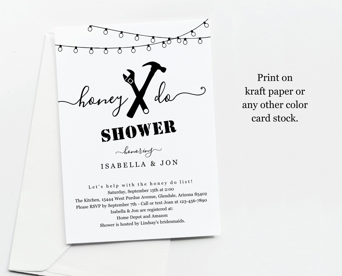 Honey Do Couples' Shower Invitation Template Printable Etsy
