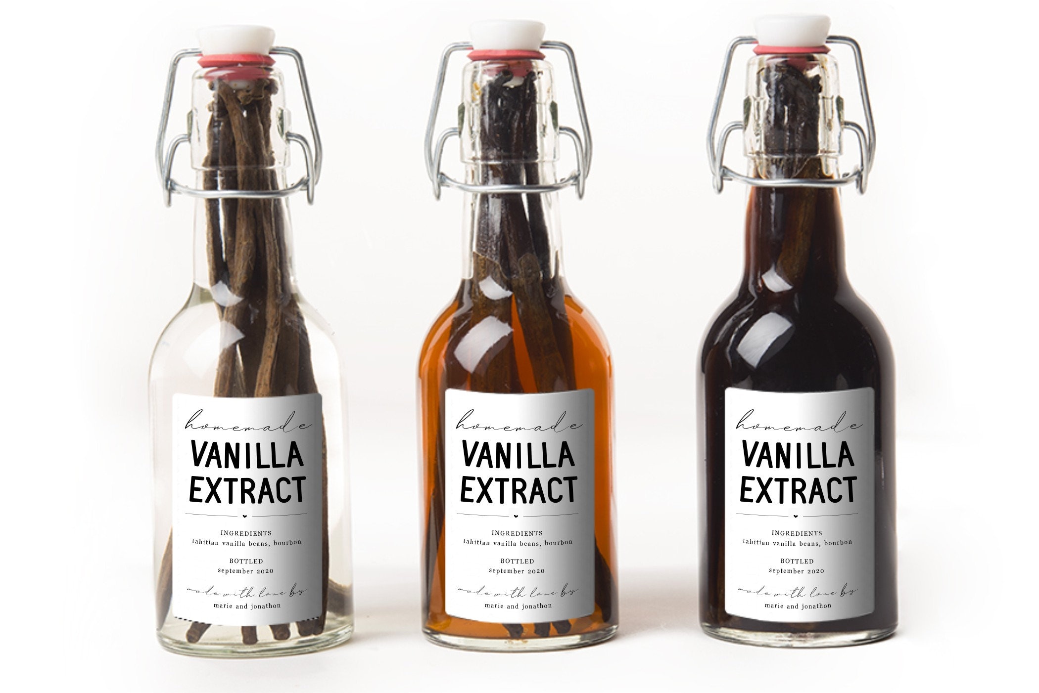 Homemade Vanilla Extract Label Template - Printable Gift Sticker Throughout Homemade Vanilla Extract Label Template