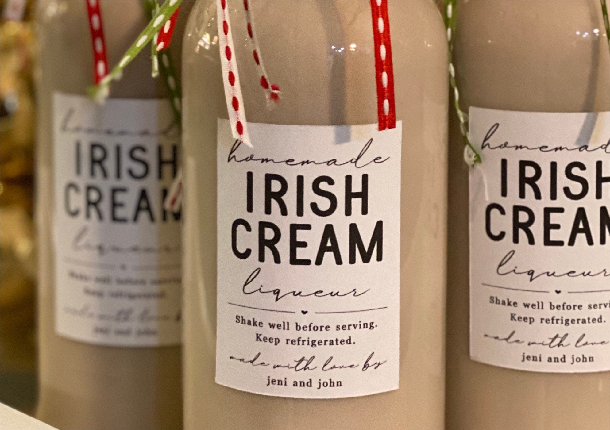 Homemade Irish Cream Liqueur Label Set of 15 Personalized Gift