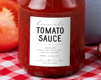 Homemade Tomato Sauce Label Template - Printable Marinara Tomato Chutney Gift Sticker, Custom Editable Digital File Instant Download PDF
