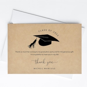 Abschluss Danke Karte Vorlage - Printable Frauen Männer Mädchen Junge High School College Klasse von 2025 Bearbeitbare Sofortige Download Digitale Datei