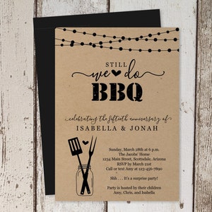 Anniversary BBQ Invitation Template, Printable We Still Do BBQ, Rustic Kraft Paper, Instant Download Digital File PDF, 50th 25th, Surprise