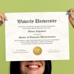 Master's Degree Diploma, Printable Customized Graduate School Diploma Replica Template, Editable Graduation Certificate Download File