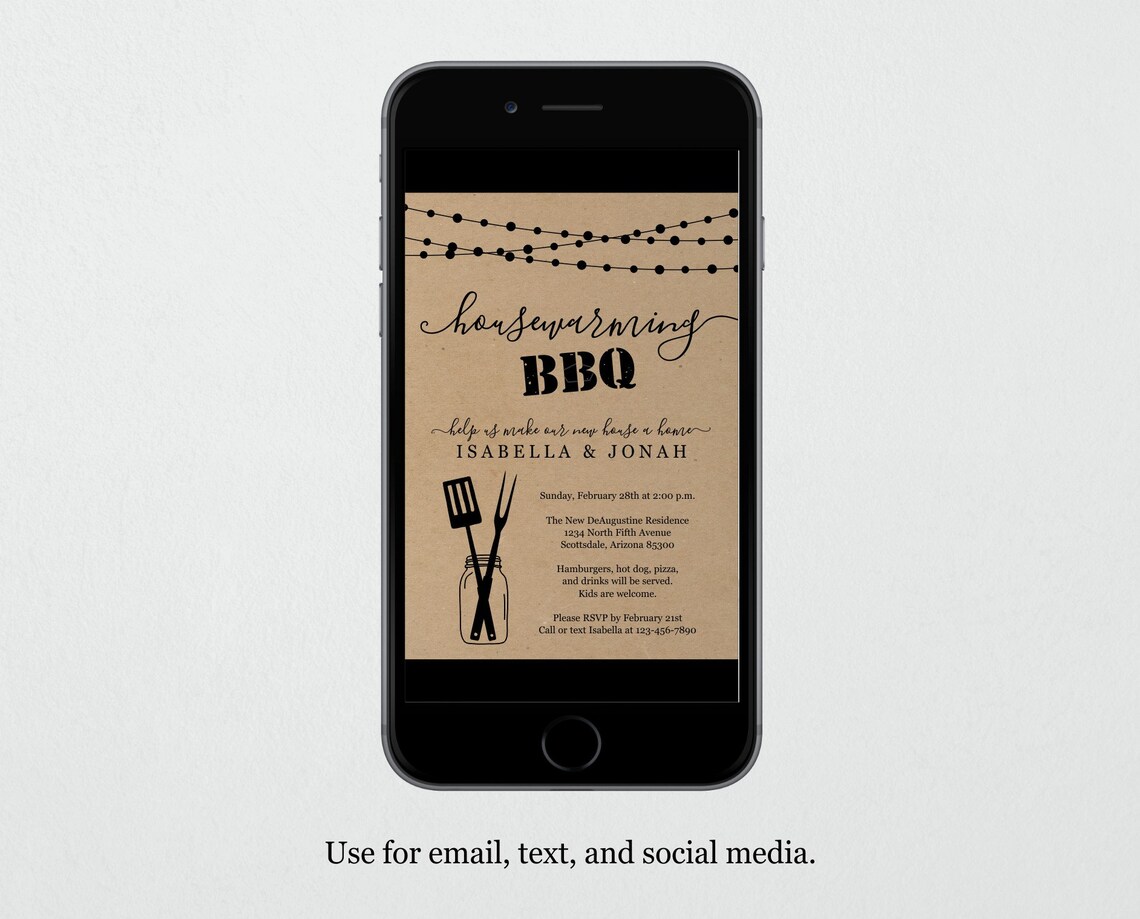 Housewarming BBQ Invitation Template Printable House Warming Etsy