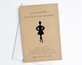 Irish Dancing Birthday Invitation Template, Minimalist Cute Simple Party Invite Evite, Printable Instant Download Digital File, Kraft Twins