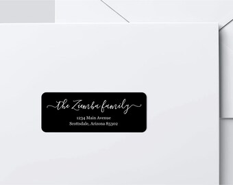 Black Address Label Template - Printable Envelope Label, Avery 1 x 2-5/8", Wedding, Christmas, etc - Instant Download Digital File Editable