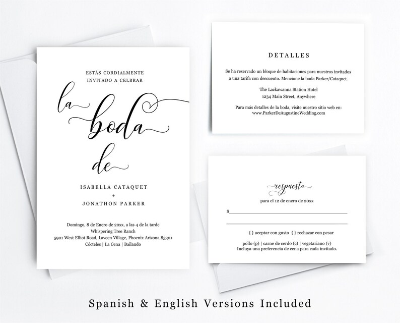Spanish Wedding Invitation Template Printable Bilingual - Etsy