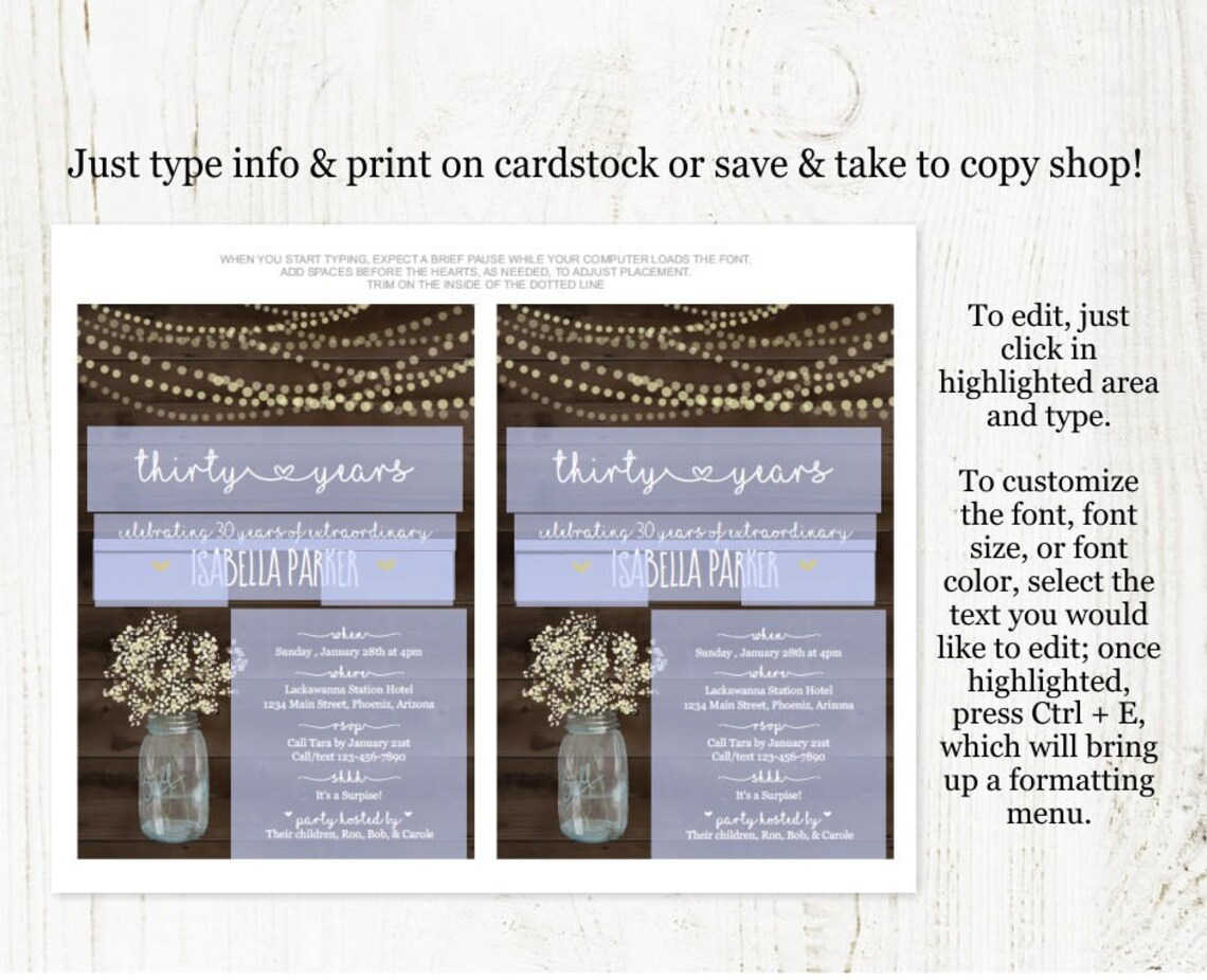 Printable Birthday Invitation Template for Women / Woman - Etsy