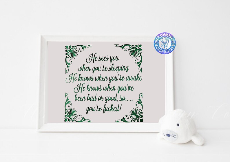 EXPLICIT TEXT WARNING He sees you when you/'re sleeping Papercutting template Christmas Commercial Licence Instant download Xmas