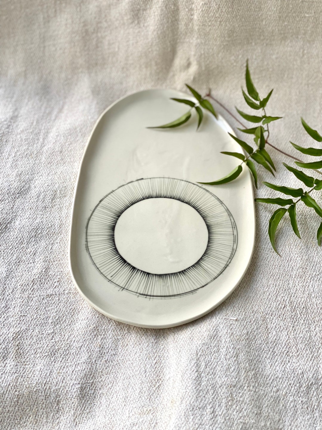 Handmade Ceramic Serving Platter Decorated Pottery Plate Etsy