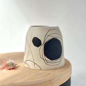 Handmade Ceramic Vase: Mishima Inlay Pottery, Abstract Decor