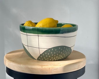 Large Handmade Ceramic Serving Bowl, Emerald Green Pottery Fruit Bowl, Pottery Sallad Bowl, Food Lovers Gift, Housewarming Gift