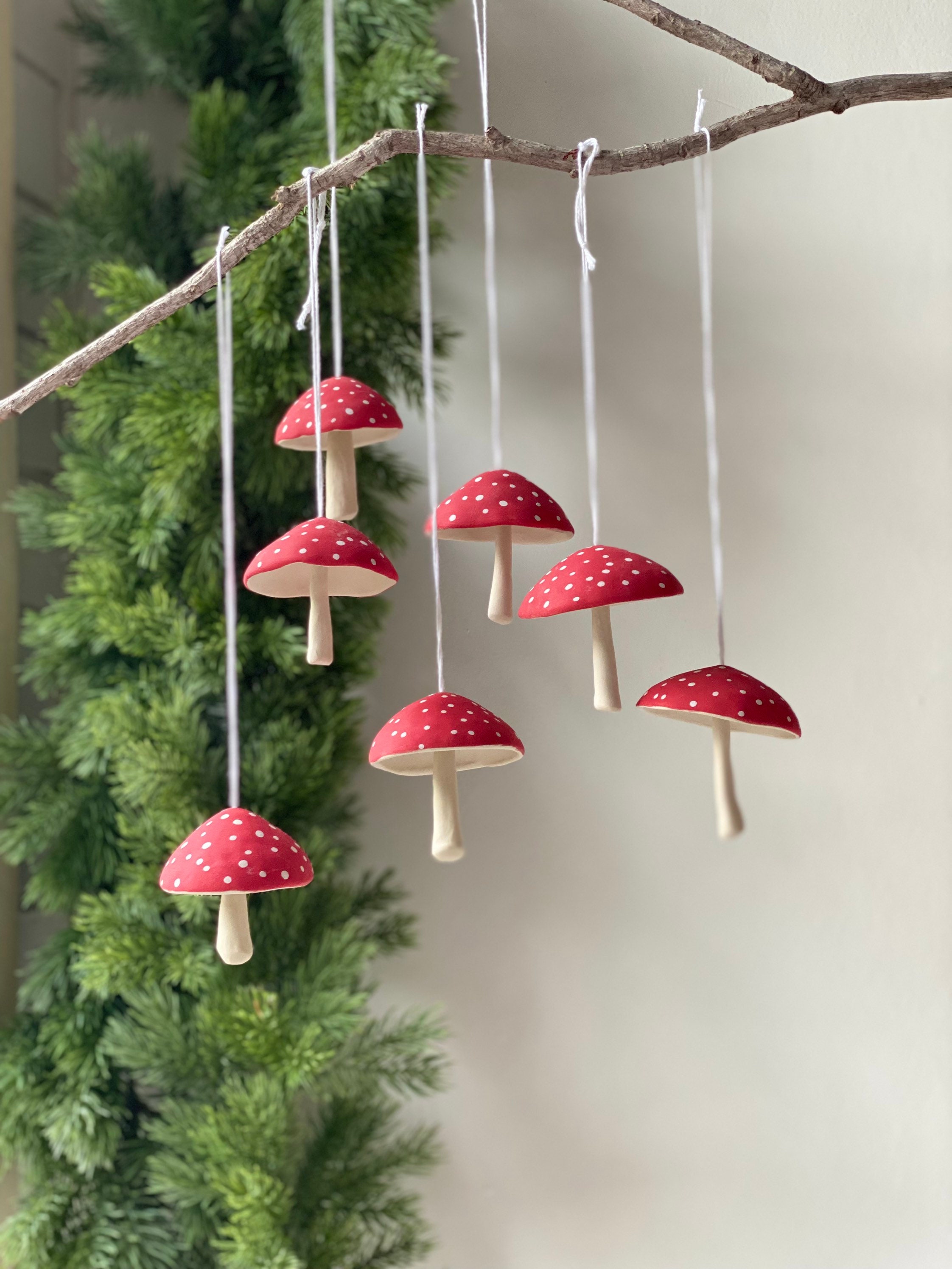 Mushroom Bell Christmas Ornament, Handmade Pottery Christmas Mushroom Bell Christmas Ornament, Handmade Pottery Christmas