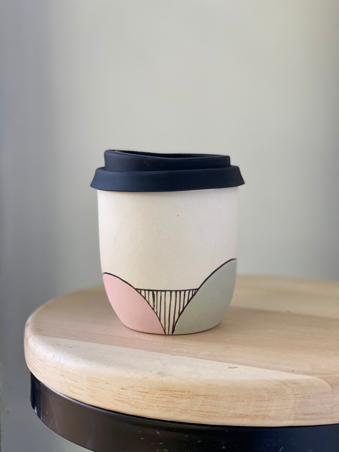 Handmade Ceramic Coffee Takeaway Mug with Lid Keep Cup Etsy