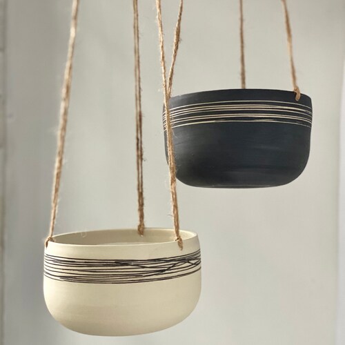Large Handmade Ceramic Hanging Planter Pottery Hanging Plant Etsy