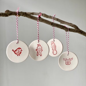 Handmade Ceramic Christmas Ornament, Christmas Tree Decorations, Set Of 4 Ornaments image 1