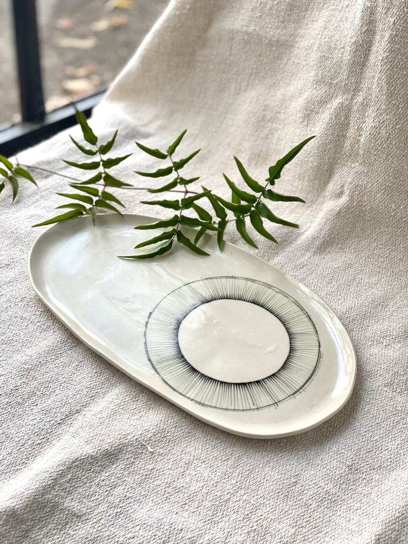 Handmade Ceramic Serving Platter Decorated Pottery Plate Etsy