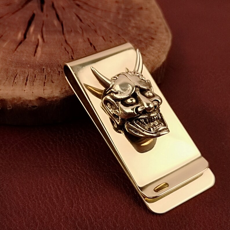 Personalized Brass Money Clip & Credit Card Holder Devil Oni Etsy