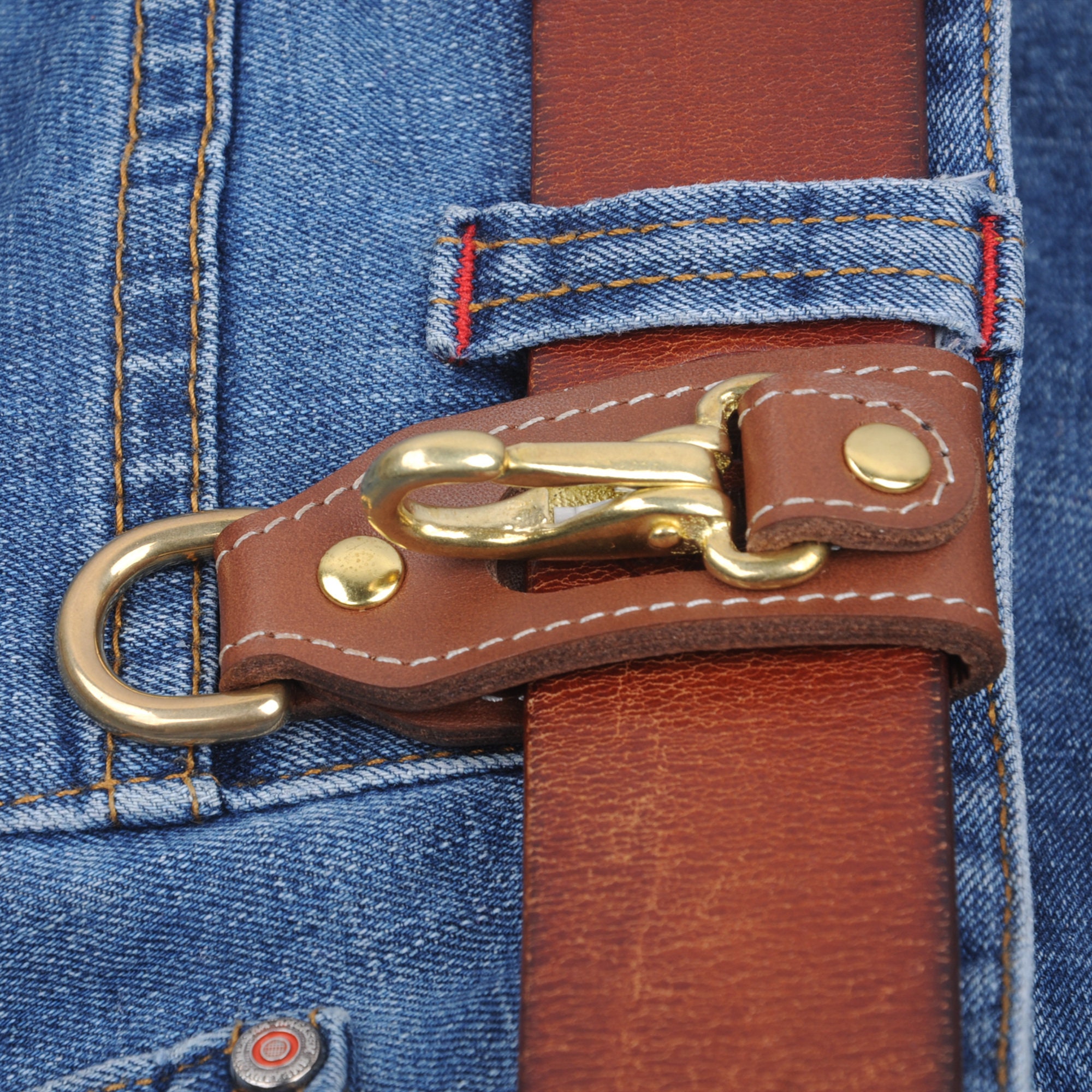 Leather belt brass key clip holder Key Fob | Etsy