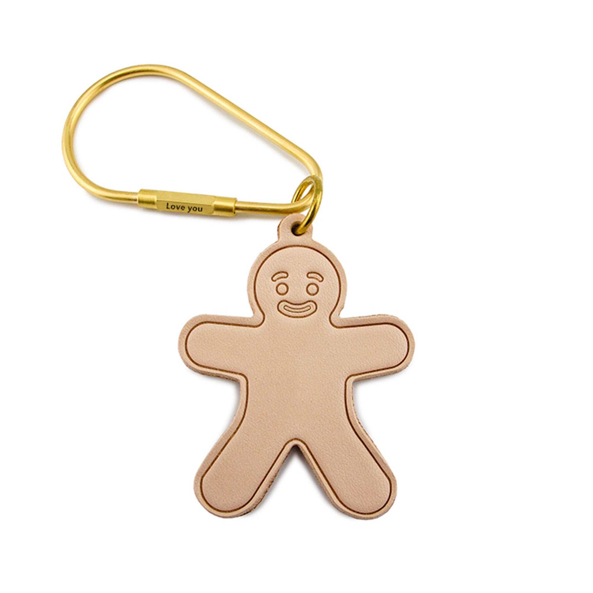 Personalized Gingerbread Man Brass keychain Customized Etsy