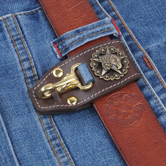 25% off Leather belt keeper brass key clip holder Key Fob | Etsy