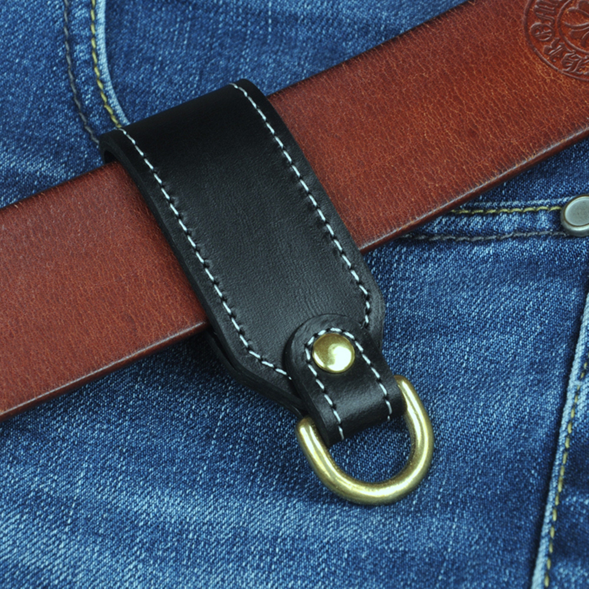 Leather Belt Brass Key Clip Holder Key Fob Etsy UK