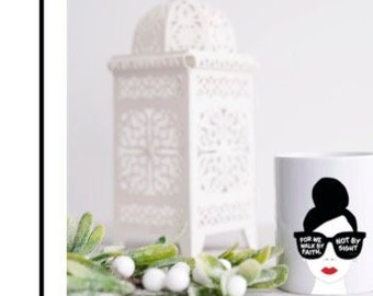 For We Walk My Faith Faith Mug with round Coaster