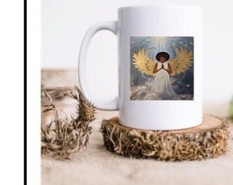 Angel with wings/ African American/Mug with Coaster