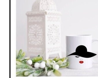 Woman with hat  Woman face  Eyelashes  Women's face Mug with Coaster
