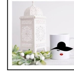 Woman with hat  Woman face  Eyelashes  Women&#39;s face Mug with Coaster