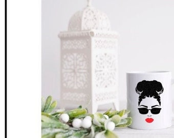 Woman Face , Cute Face Mug with Coaster