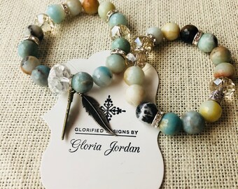 Women's Elastic Stretch Bracelet with Charm 2 Piece set