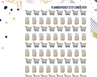 85 Itty Bitty Kawaii Grocery Shopping Planner Stickers! LF619