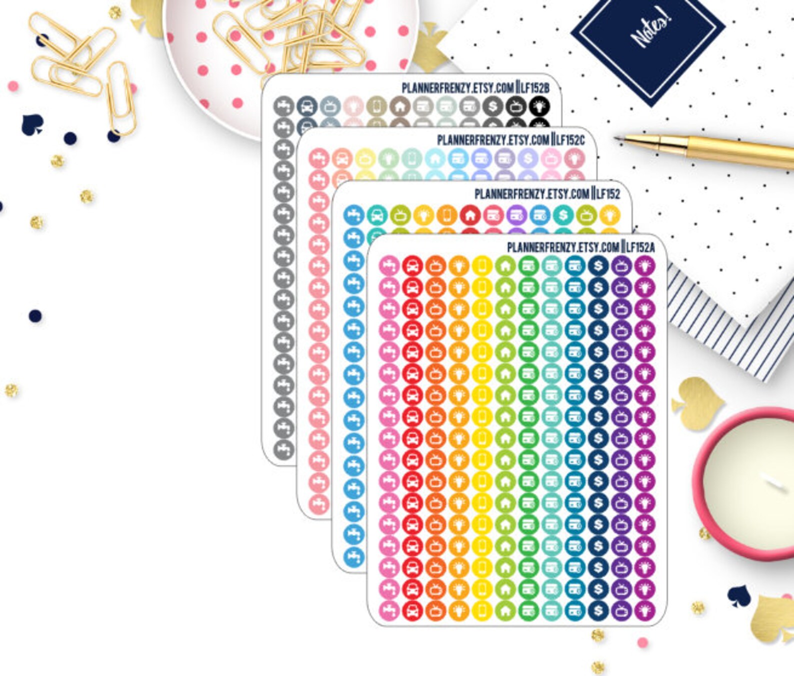 192 Tiny Monthly Bills/utilities Icon Planner Stickers Choose - Etsy