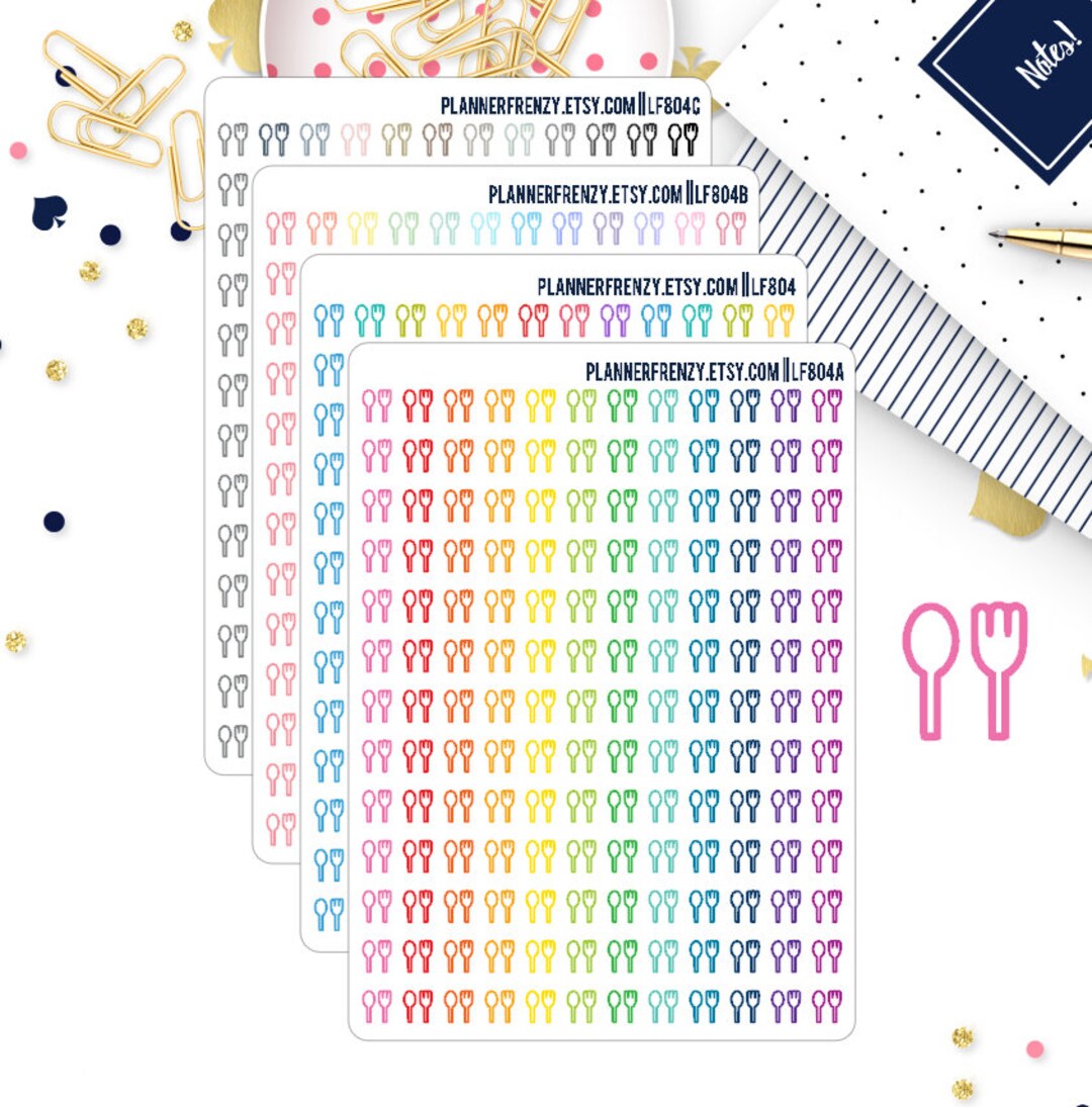 156 Fork and Knife / Meal Planning Icon Planner Stickers Etsy