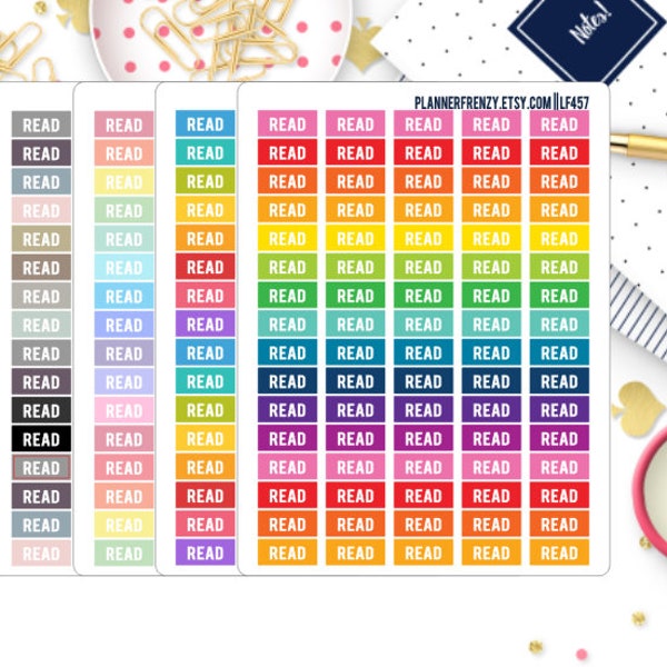 80 Read Mini Label Planner Stickers! Choose your Colorway!