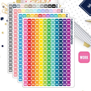 216 Square Work Tiny Icon Planner Stickers! Choose your colorway!