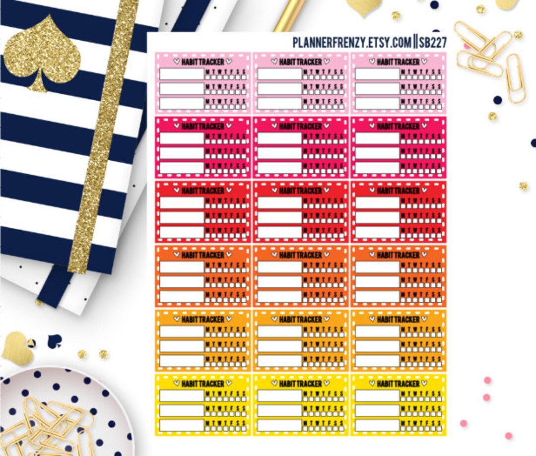 18 Warm Multi Habit Tracker Half Box Planner Stickers SB227 - Etsy
