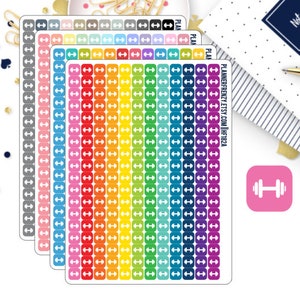 216 Square Dumbbell Tiny Icon Planner Stickers! Choose your Sheet!