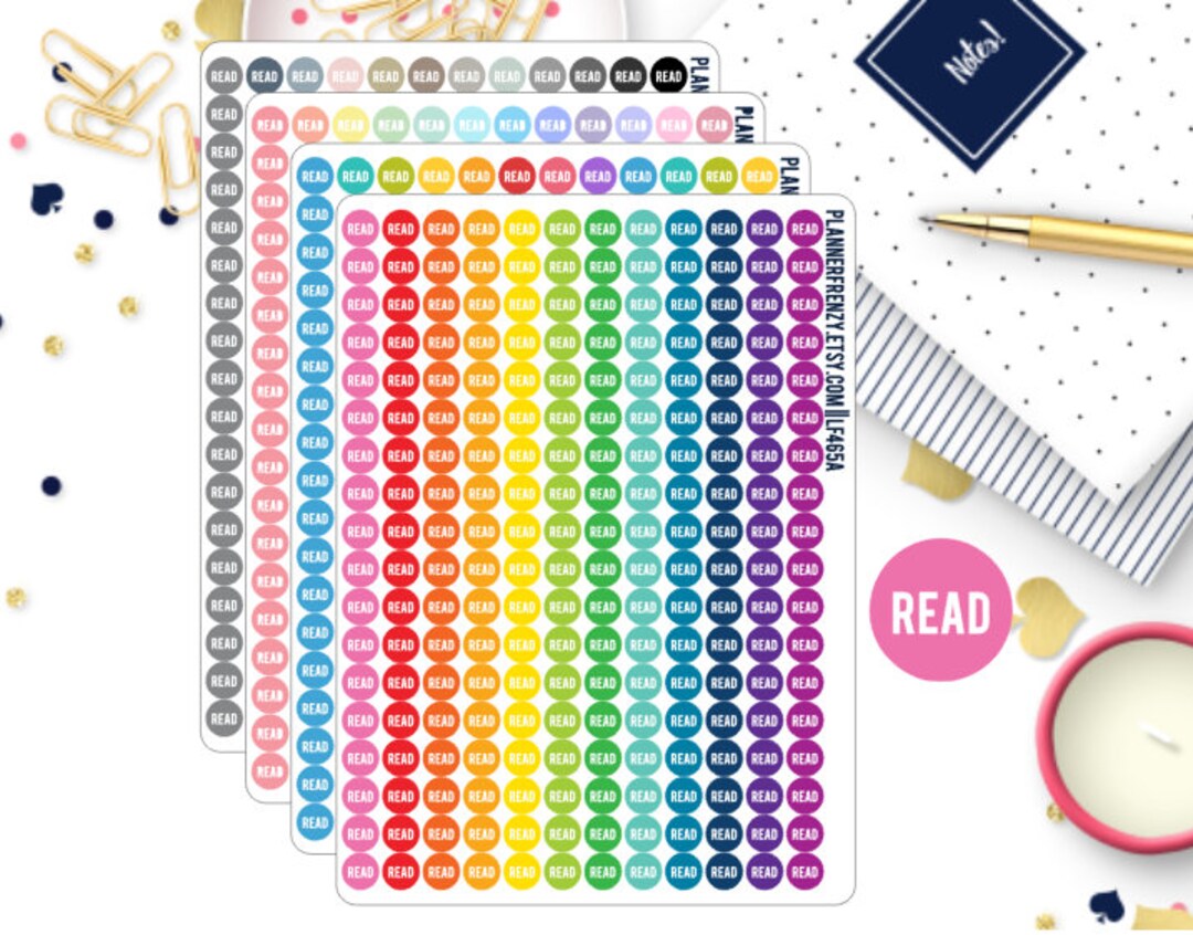 216 Tiny Read Icon Planner Stickers Choose Your Colorway - Etsy