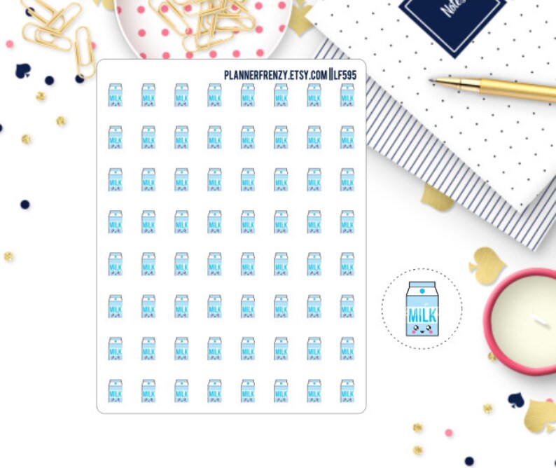 64 Kawaii Milk Planner Stickers LF595 Etsy